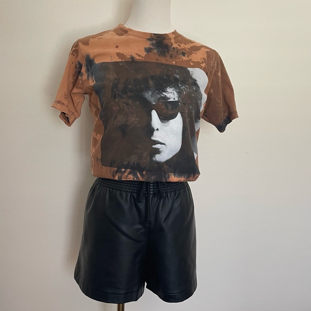 Upcycled hand distressed and enhanced Bob Dylan tee.